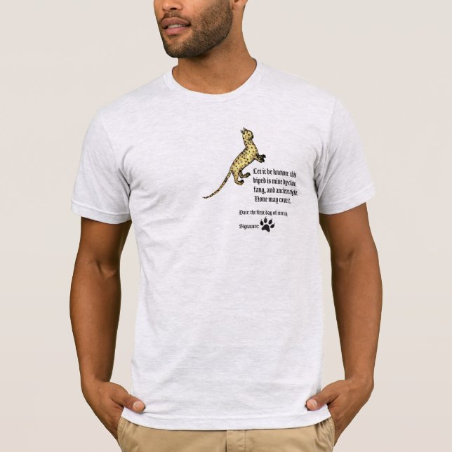 T-shirt Déclaration de propriété de chat médiéval (Devant)
