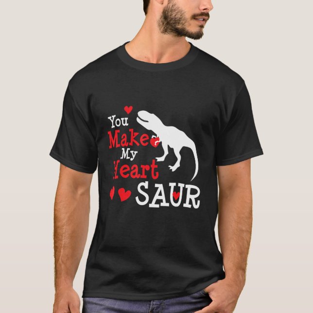 T-shirt Déclaration Dinosaur Saint Valentin dans coeur amo (Devant)