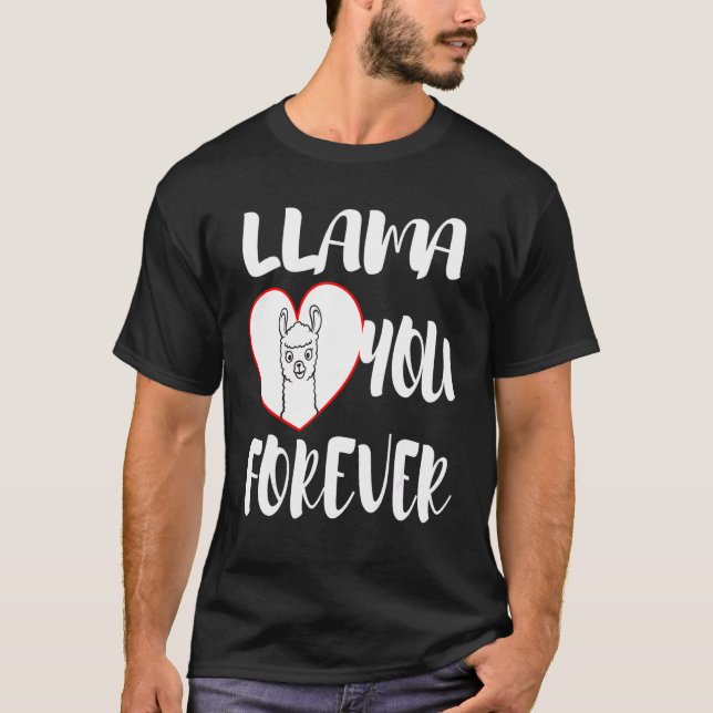 T-shirt Déclaration du cool Saint-Valentin Llama Heart In  (Devant)