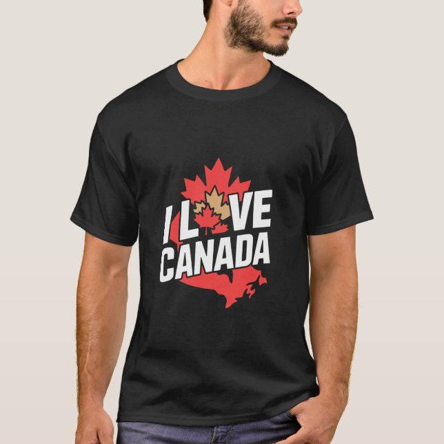T-shirt Déclaration Feuille d'érable J'aime Canada (Devant)