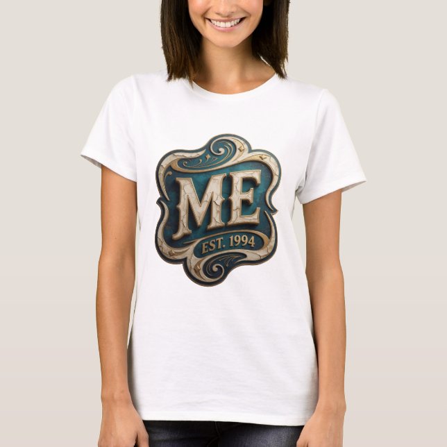 T-shirt Déclaration Or ME EST 1994 Conception de texte (Devant)