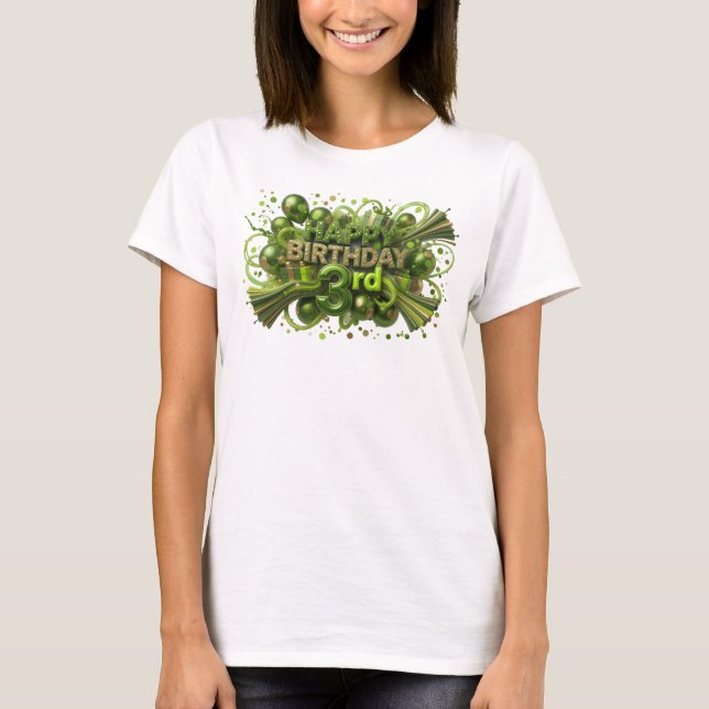 T-shirt Déclaration Vert JOUER ANNIVERSAIRE 3ÈME Impressio (Devant)