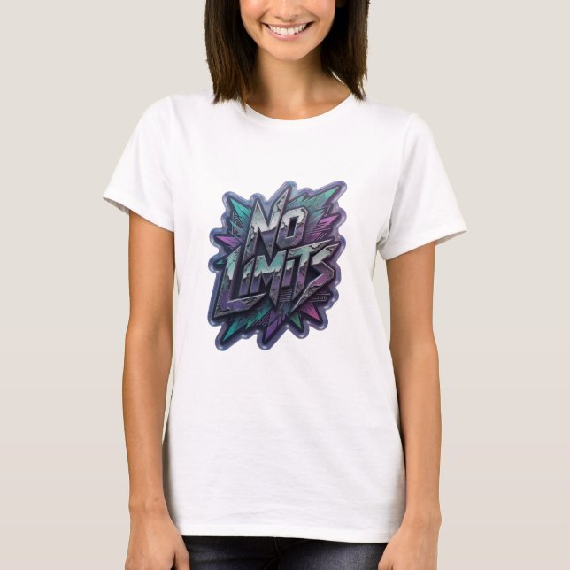 T-shirt Déclaration Violet SANS LIMITES Texte en 3D (Devant)