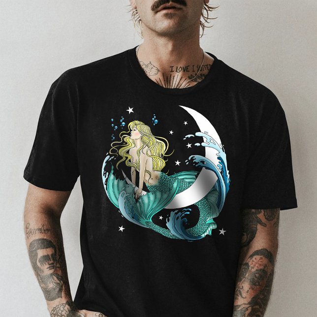 T-shirt Déco Fantastique de Sirène Blonde Croissant de Lun (Créateur téléchargé)