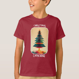 T-shirt Décollage de l'arbre de Noël   Design artistique d