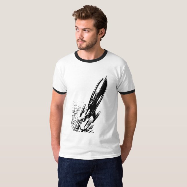 T-shirt Décoller dans l'aventure avec une fusée de bande d (Devant entier)
