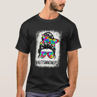 T-shirt décoloré pour femme Autiste Vie de maman s