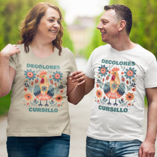 T-shirt DeColores Cursillo Coq Art Populaire Floral Sarcel
