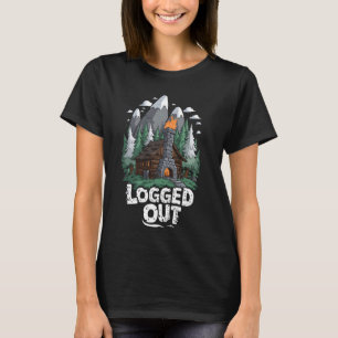 T-shirt Déconnecté Funny Log Cabine Life Mountain Outdoor 