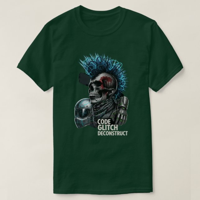 T-shirt Déconstruction de Bug de Code Art de Crâne Punk Cy (Design devant)