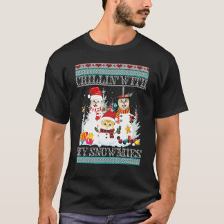 T-shirt Décontracté Avec Mon Chat De Neige Bonhomme De Nei