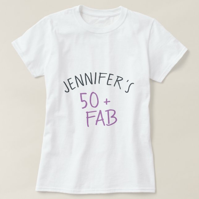 T-shirt Décontracté moderne violet noir 50 Fabuleux annive (Design devant)