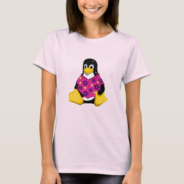 T-shirt décontracté Pingouins Rose (Devant)
