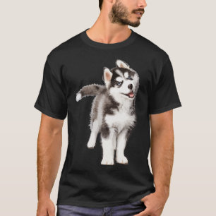 T-shirt Décontracté Pomsky Portrait Graphisme Hommes Femme