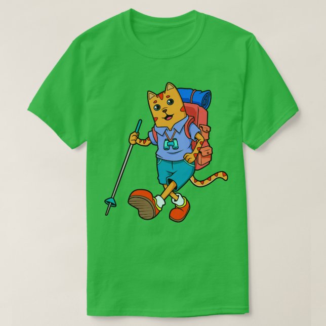 T-shirt Décontracté Randonnée de randonnée en chat (Design devant)