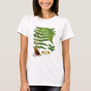 T-shirt Décor antique de vert d'illustration de fougère de