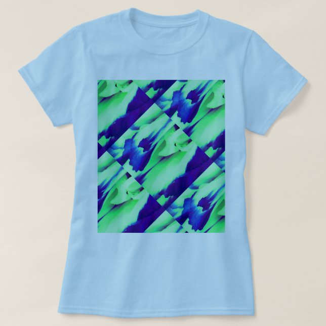 T-shirt Décor art bleu crème motif (Design devant)