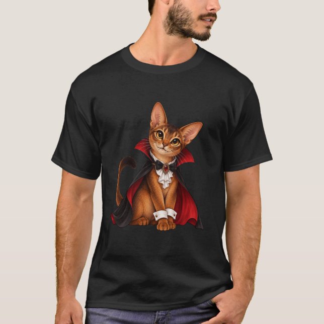 T-shirt Decor Cute Abyssinian Cat Vampire Dracula (Devant)