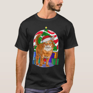 T-shirt Décor d'arbre de Noël Père Noël de chat somalien