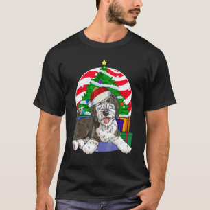 T-shirt Décor d'arbre de Noël Sheepadoodle Chien Père Noël