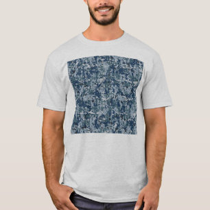 T-shirt Décor de camouflage numérique bleu marine
