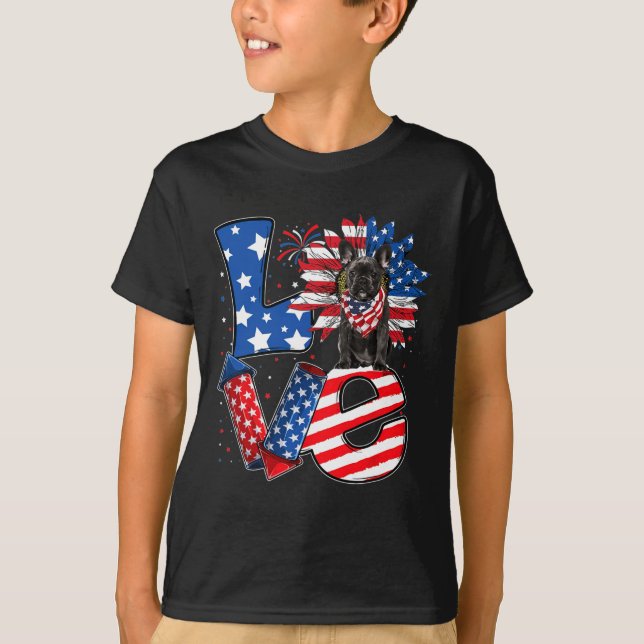 T-shirt Décor de Juillet Amour Patriotique Français Chien- (Devant)