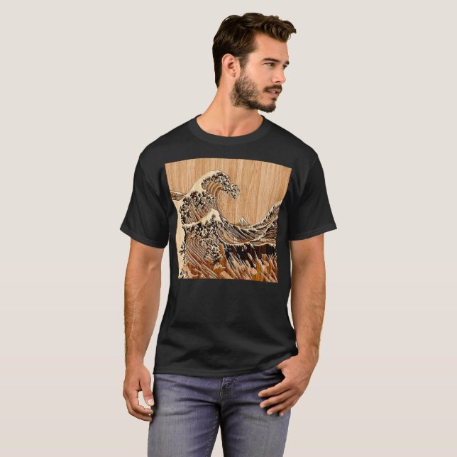 T-shirt Décor de la grande vague de Hokusai en bambou (Devant entier)