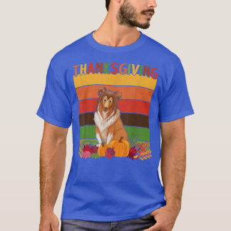 T-shirt Décor de Thanksgiving Rétro Collie Chien Thanksgi