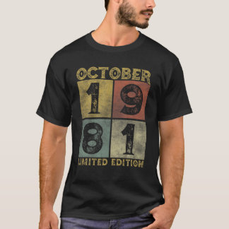 T-shirt Décoration 40E Anniversaire Octobre 1981 Hommes Fe