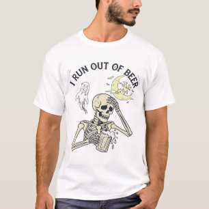 T-shirt Décoration de bière à sec squelette fantôme lune H