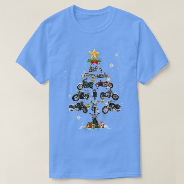 T-shirt Décoration ornementale de moto Arbre de Noël Tee (Design devant)