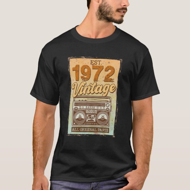 T-shirt Décorations d'anniversaire de 50 ans 1972 Cassette (Devant)
