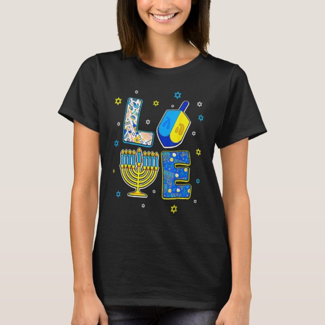 T-shirt Décorations de Dreidel Menorah Cha (Devant)