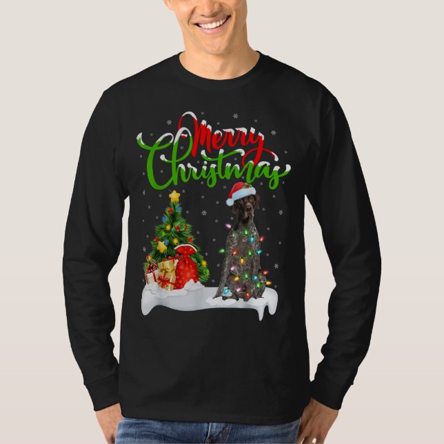 T-shirt Décorations de Noël Allemand Pointer Dog Ch (Devant)