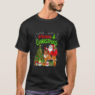 T-shirt Décorations de Noël éclaire Père Noël équitation C