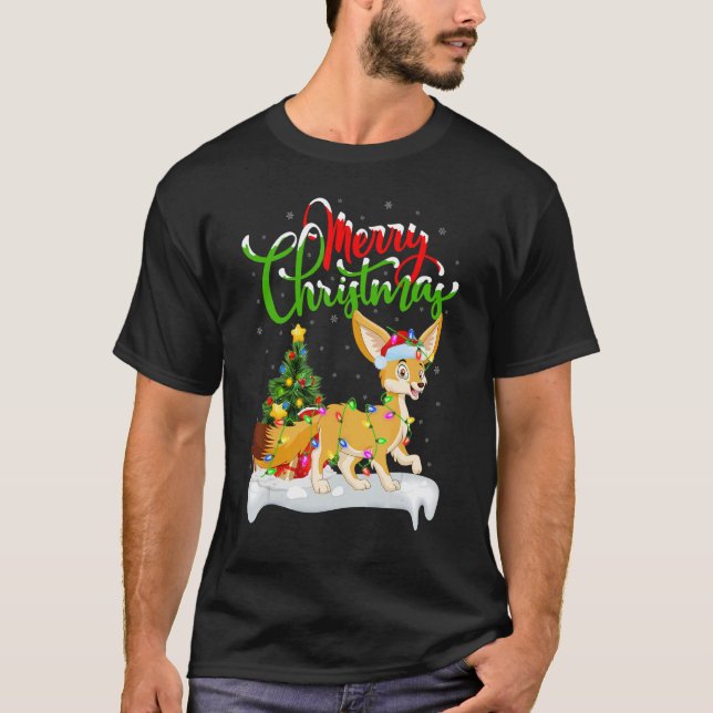 T-shirt Décorations de Noël Fennec Fox Père Noël Fennec Fo (Devant)