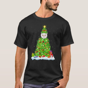 T-shirt Décorations de Noël Lumières Santa Chat Persan Noë