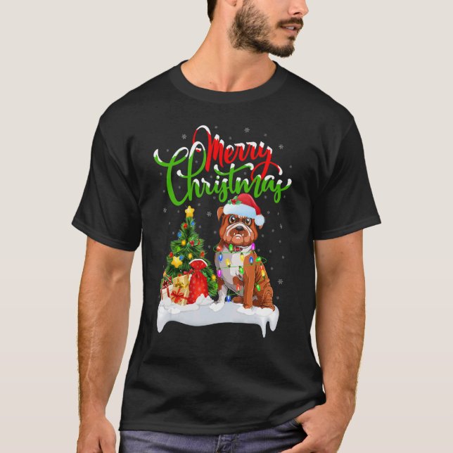 T-shirt Décorations de Noël Père Noël Bulldog Noël (Devant)