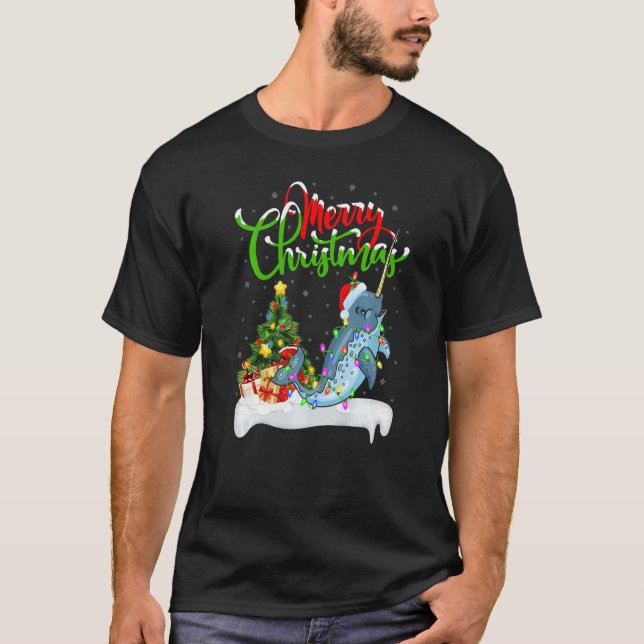T-shirt Décorations de Noël Poisson Narval Santa Narval No (Devant)
