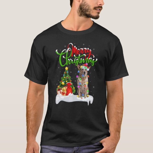 T-shirt Décorations de Noël Santa Blue Heeler Chris (Devant)