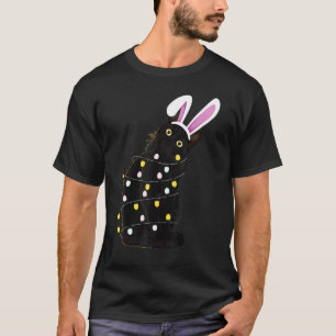 T-shirt Décorations de Pâques Chat Noir Lumières Pyjama Pâ