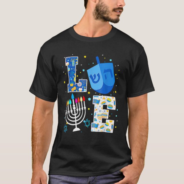 T-shirt Décorations Hanoukka de l'amour mignon Dreidel Men (Devant)