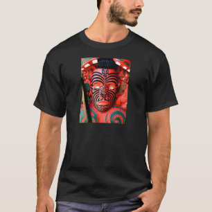 T-shirt Découpage en bois d'un guerrier maori, Nouvelle