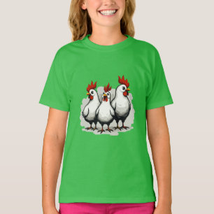 T-shirt Découpe rétro de trois poules françaises au milieu