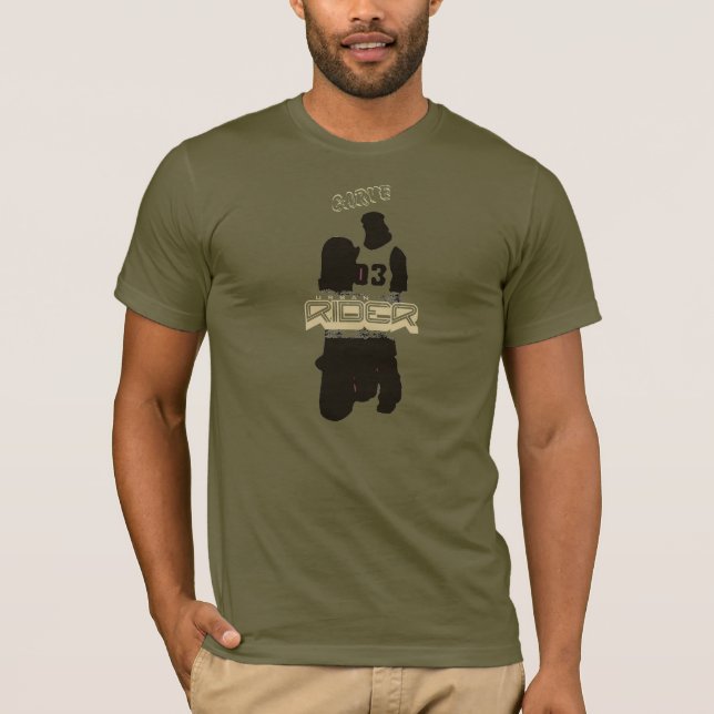 T-shirt découpez le cavalier vert d'armée (Devant)