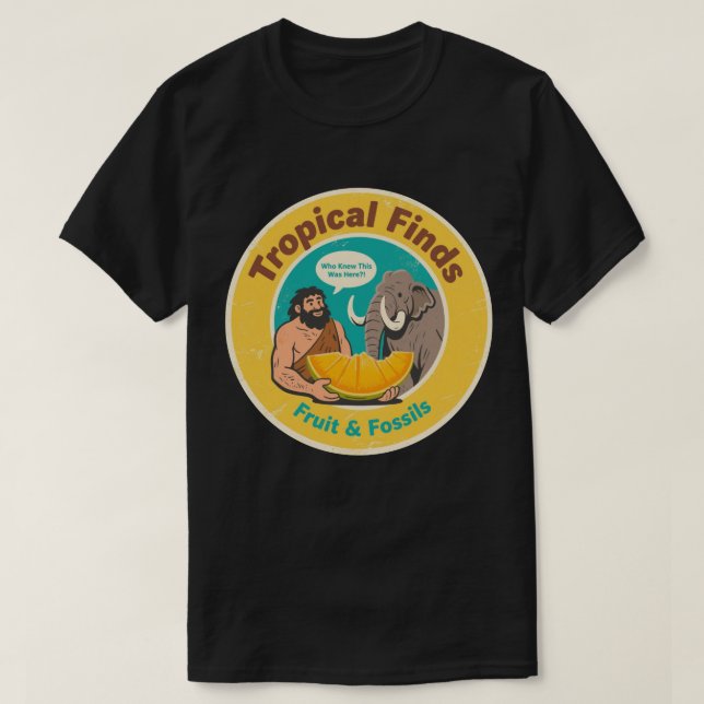 T-shirt Découverte de fruits anciens rétro Caveman & Mammo (Design devant)