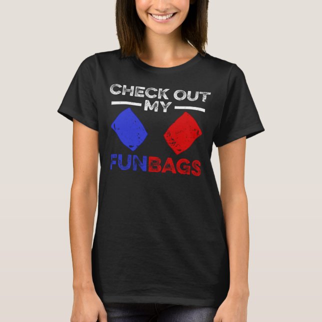 T-shirt Découvrez Mes Sacs Amusants Cornhole (Devant)