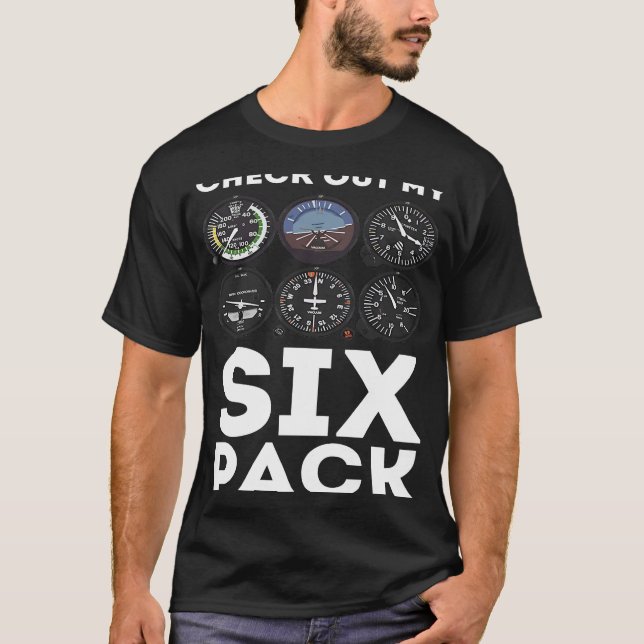 T-shirt Découvrez Mon Pilote D'Aviation Six Pack (Devant)