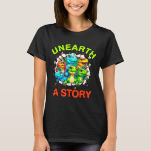 T-shirt Découvrez une histoire de bibliothèque de dinosaur