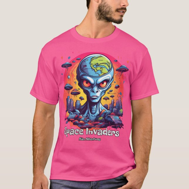 T-shirt Découvrir Le Mystère Des Invaders De L'Espace Alie (Devant)